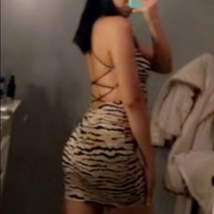Open back animal print mini dress, worn once
